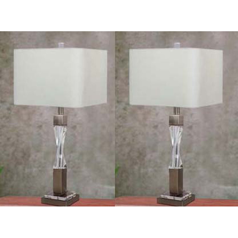 Roopville Crystal Table Lamp, Brushed Steel