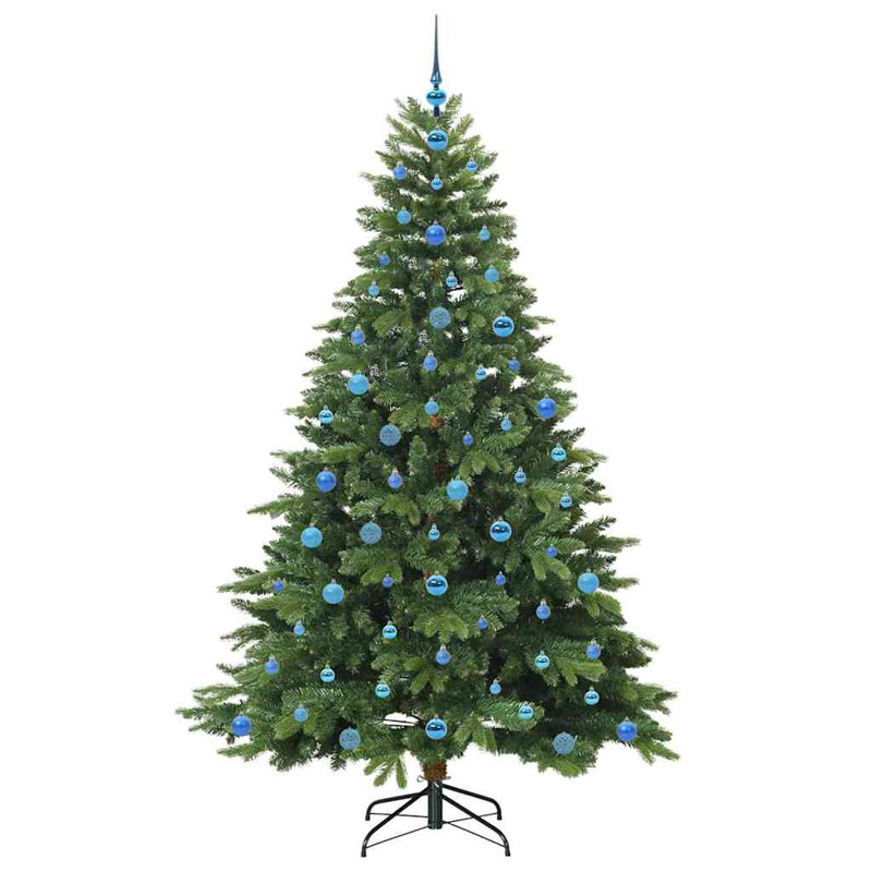 Artificial Christmas Tree with 300 LEDs Green PE and PVC, 6.89' H, Green/Blue