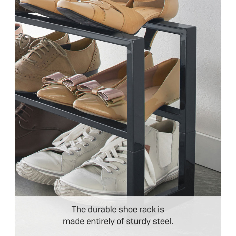 Black Adjustable Steel Double Shoe Rack, Expandable