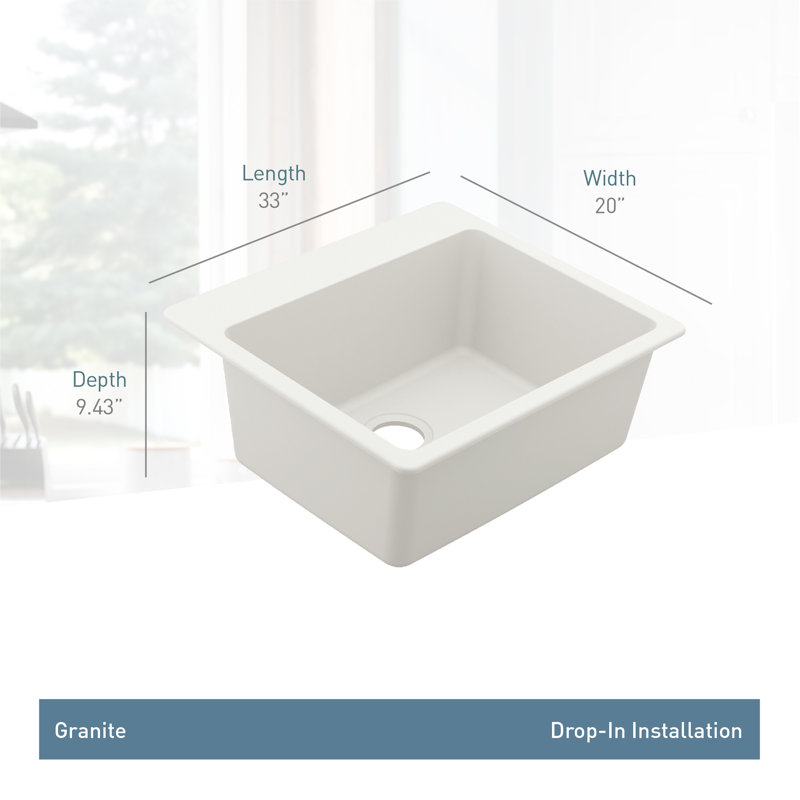 Host 25-inch Granite Dual Mount Single Bowl Sink, White