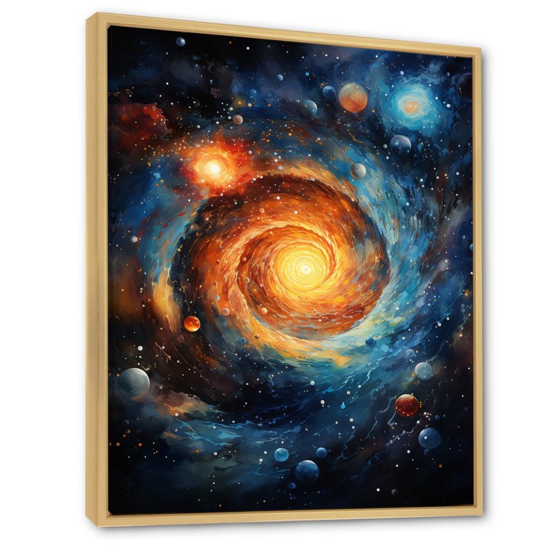Galaxy Interstellar Eye I - reproduction sur toile, Cadre naturel flottant, H 32 po x l 16 po x P 1 po