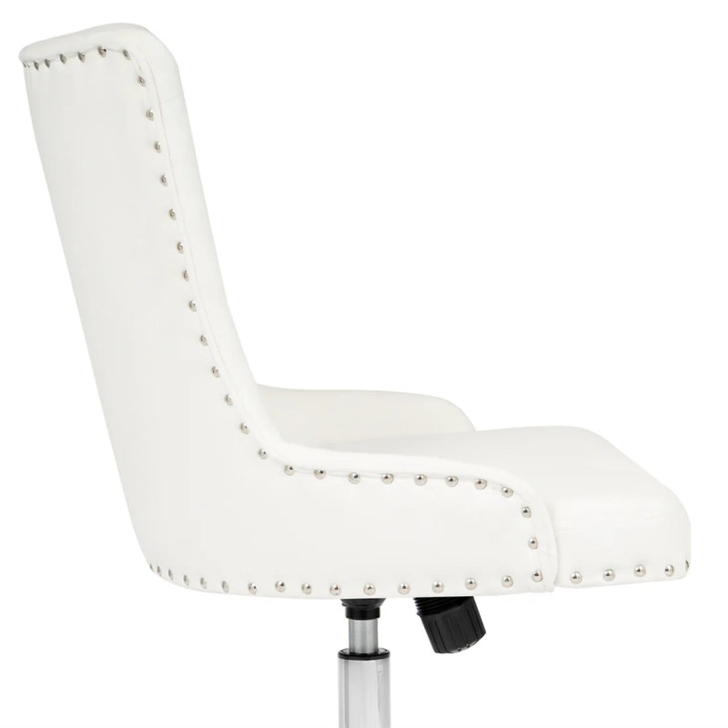 Elise Tufted Vanity Chair with Velvet Armless Cushion Seat, 360 Degree Swivel Chair for Makeup, White