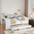 Wood Daybed With Trundle, Storage Drawers, Side Shelves And Desk-835404159-835404153