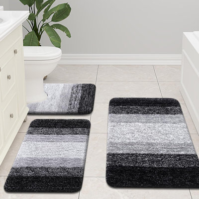 Tapis de salle de bain en microfibre, tapis de bain moelleux et absorbant, tapis antidérapant, moelleux et lavable à la machine pour salle de bain, baignoire et douche