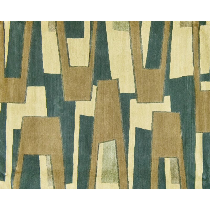 Zigzaggery Wool Geometric Area Rug in Beige/Blue, Rectangle 8' x 10'
