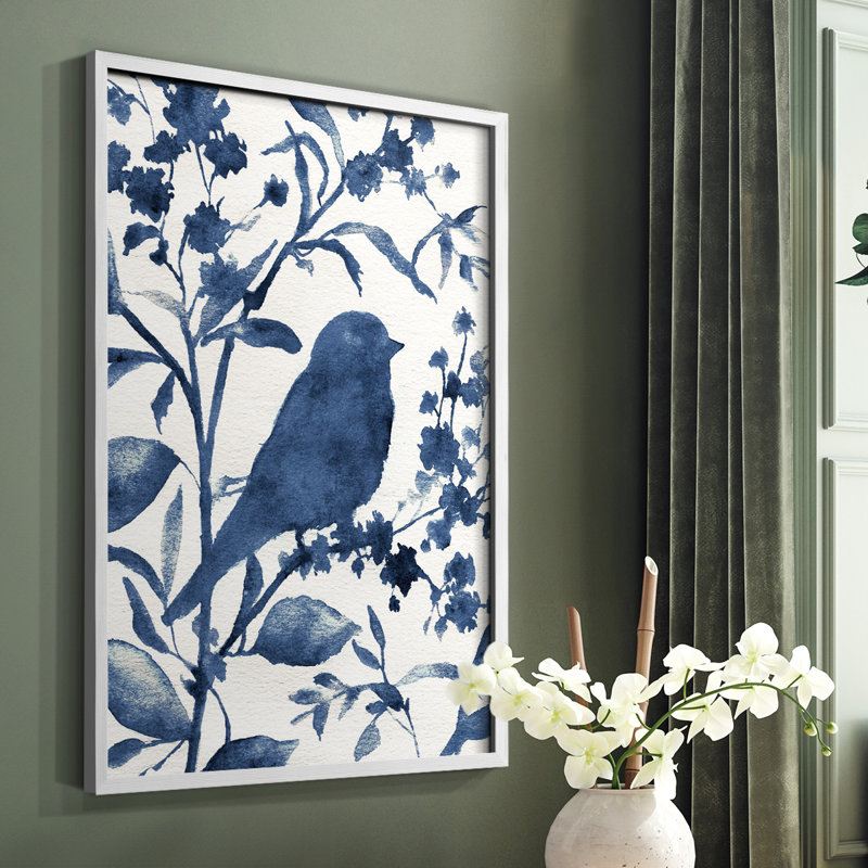 Bluebird Silhouette I, reproduction encadrée - bois massif, Blanc, H 10 po x l 8 po