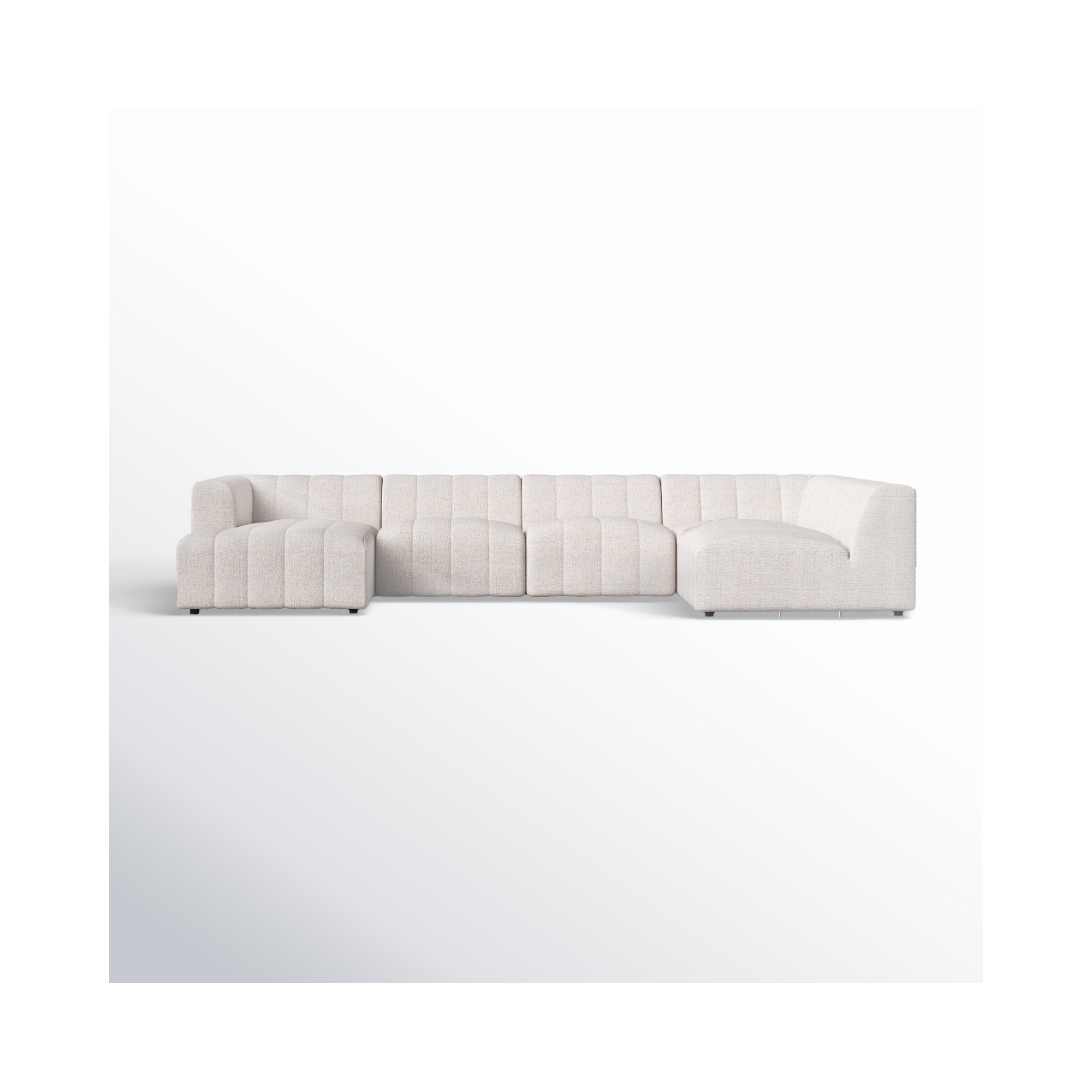 Bowry 157" Wide Modular Sectional, Beige Polyester, Left Hand Facing