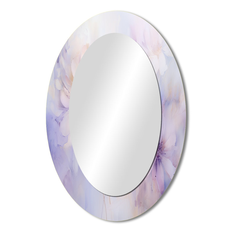 Purple Botanical Whispers II - Modern Oval Wall Mirror, 36" x 24"