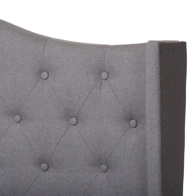 Saltville Upholstered Wingback Bed, Gray, King