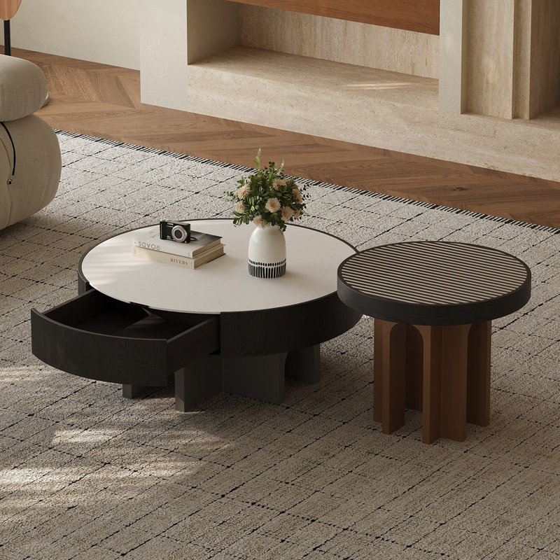 Italian minimalist round coffee table set