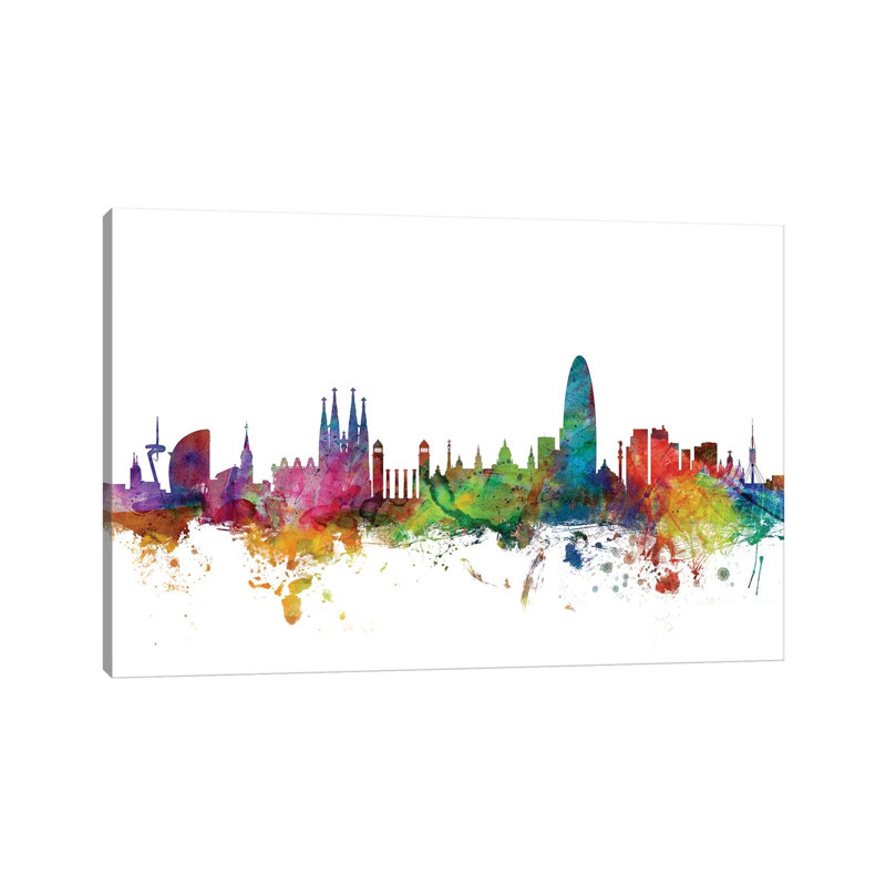 Barcelona, Spain Skyline by Michael Tompsett - Wrapped Canvas Gallery-Wrapped Canvas Giclée, 20.32 cm H x 30.48 cm W