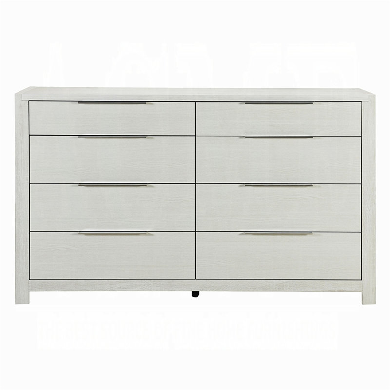Commode 1 pièce moderne avec finition beige et mobilier de chambre à coucher avec 8 tiroirs de rangement, Beige