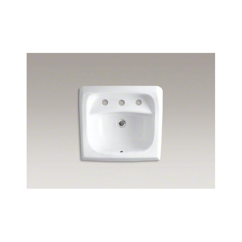 Kingston Vitreous China Rectangular Wall Mount Bathroom Sink with Overflow, White, Single Hole