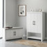 Limestone Entryway Shoe Bench And 3Ft Storage Cabinet Set