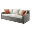 Canapé de patio Salena Gris 3 places en résine tressée résistante aux intempéries avec coussins beiges imperméables, 2 poufs réversibles, table basse escamotable et coussins décoratifs