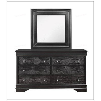 SHAKER CROCODILE METALLIC Gray MIRROR, Contemporary Design with Beveled Glass for Enhanced Reflection and Elegance