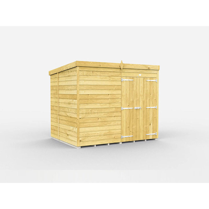 8ft x 6ft Pent Shed - Double Door without Windows