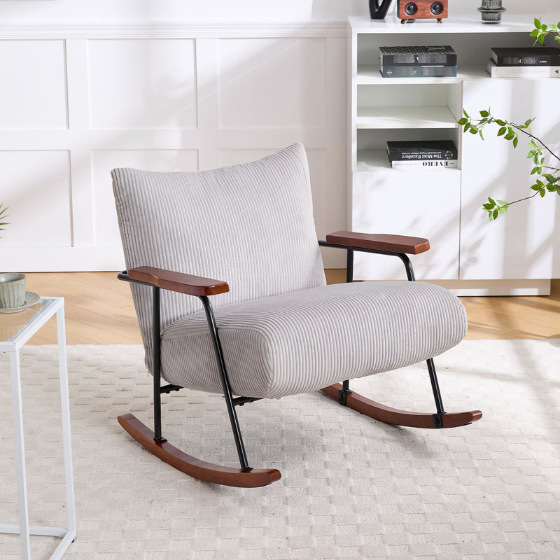 Chaise berçante grise pour salon avec structure en métal robuste et structure stable, Gris