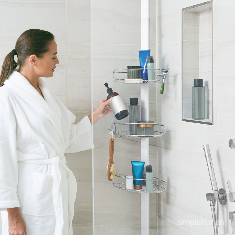 Stainless Steel Adjustable Tension Mount Shower Caddy