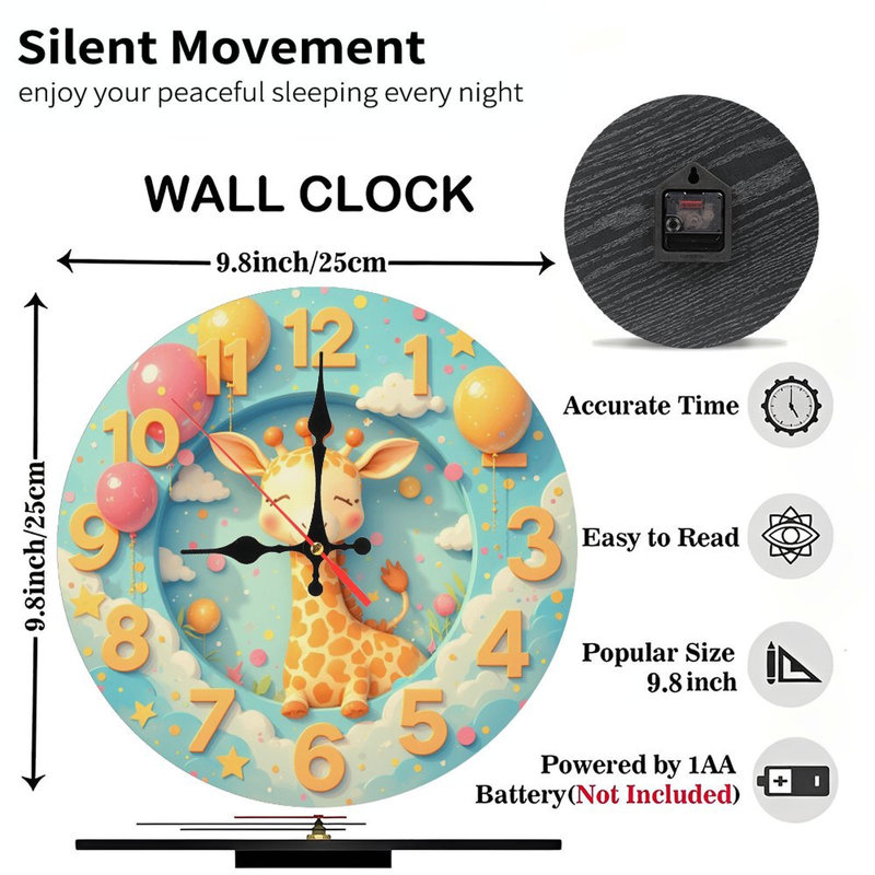 Dessin d'une jolie horloge girafe