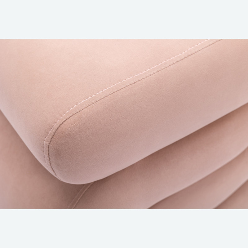 Centerfield Velvet Ottoman, Pink Velvet