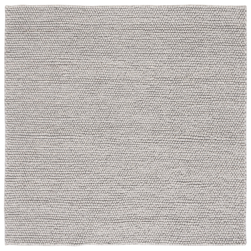 Tapis argenté fait à la main Elle, Carré de 12 pi