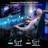 HLDIRECT  Gaming Desk with LED Lights & Power Outlet, Computer Gamer Desk with Monitor Stand, Ergonomic Carbon Fibre Gaming Table Home Office Desk with Cup Holder, Headphone Hook & Mouse Pad-785064731