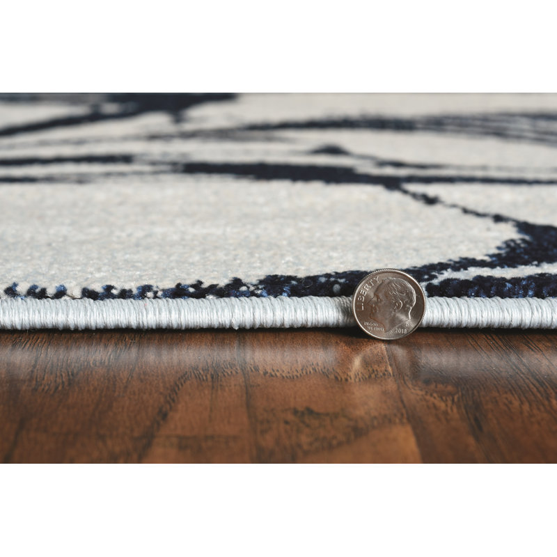 Strouth Abstract Area Rug, Rectangle 6'7" x 9'6", Gray