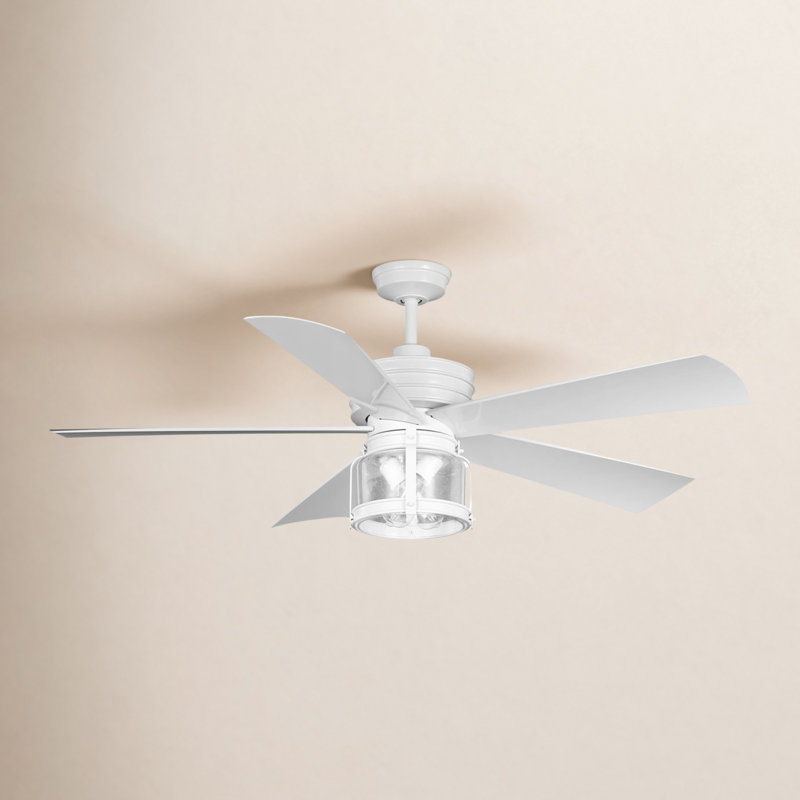 Trinika 56" Clarence 5 - Blade LED Standard Ceiling Fan with Remote Control and Light Kit Included, Satin White