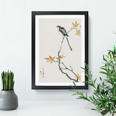 Long-Tailed Tit & Maple Tree by Numata Kashu - Framed Print