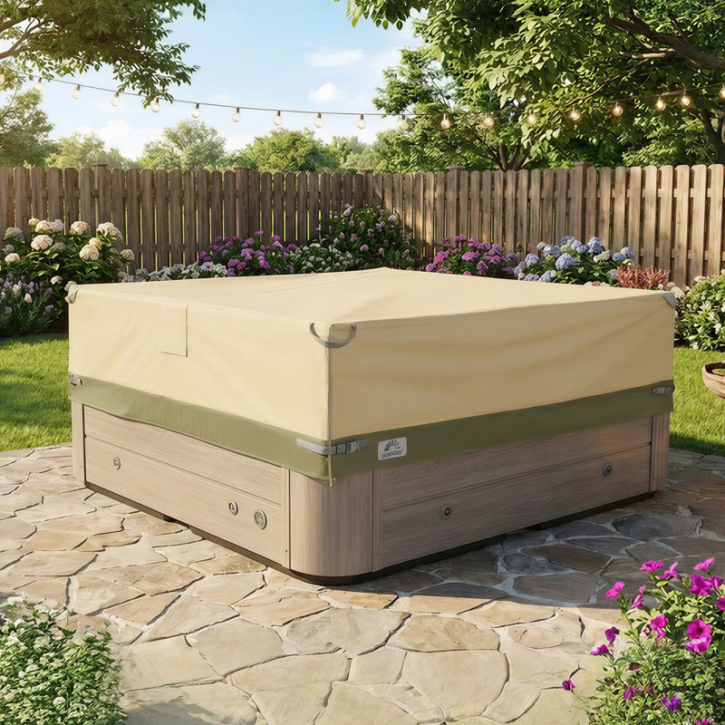 Couvercle de spa d'extérieur robuste avec fermeture à glissière et bouches d'aération Aoodor, 76"W x 76"D x 20"H
