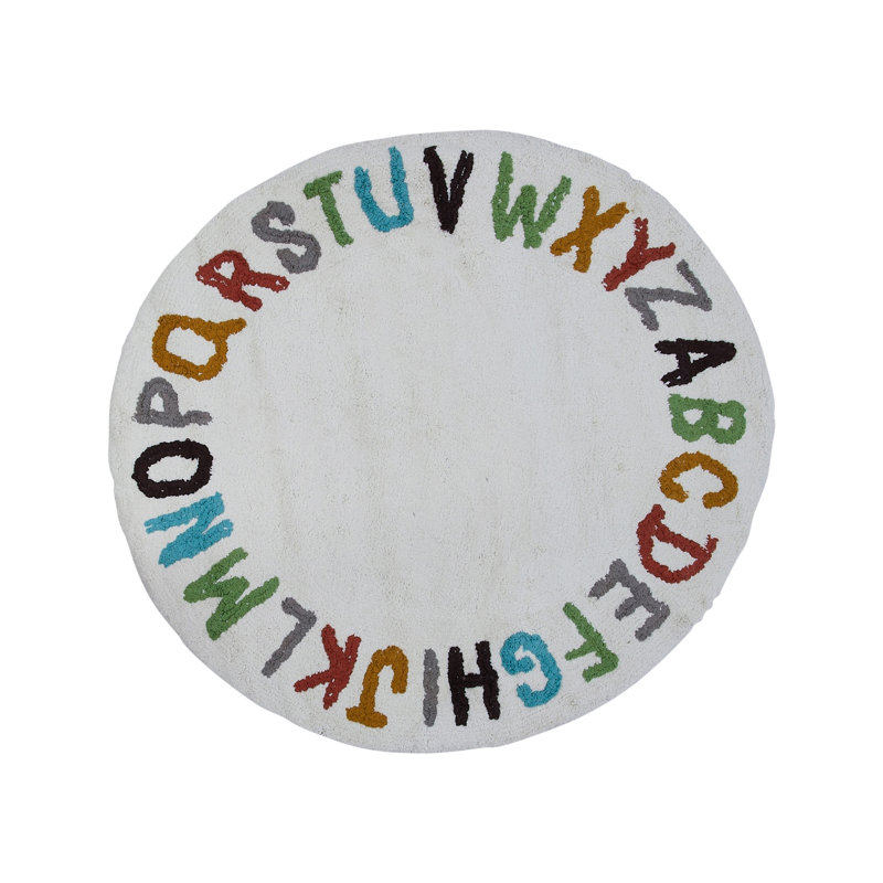 Tapis rond ivoire en coton touffeté Blissany