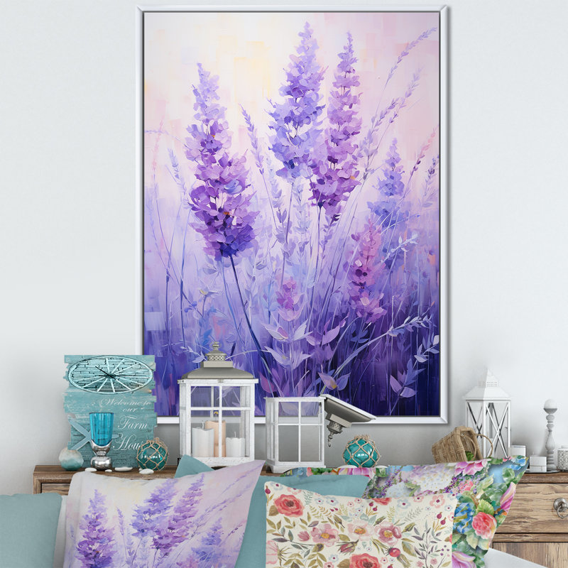 Lavande, sérénité, art floral, Cadre flottant blanc, H 20 po x l 12 po x P 1 po