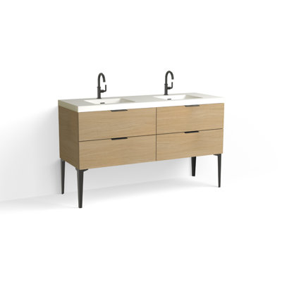 Avila 60" W Freestanding Double Bathroom Vanity with Dean Leg