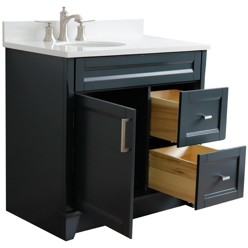 Ensemble de meuble-lavabo simple 37 po Emaline, Gris foncé