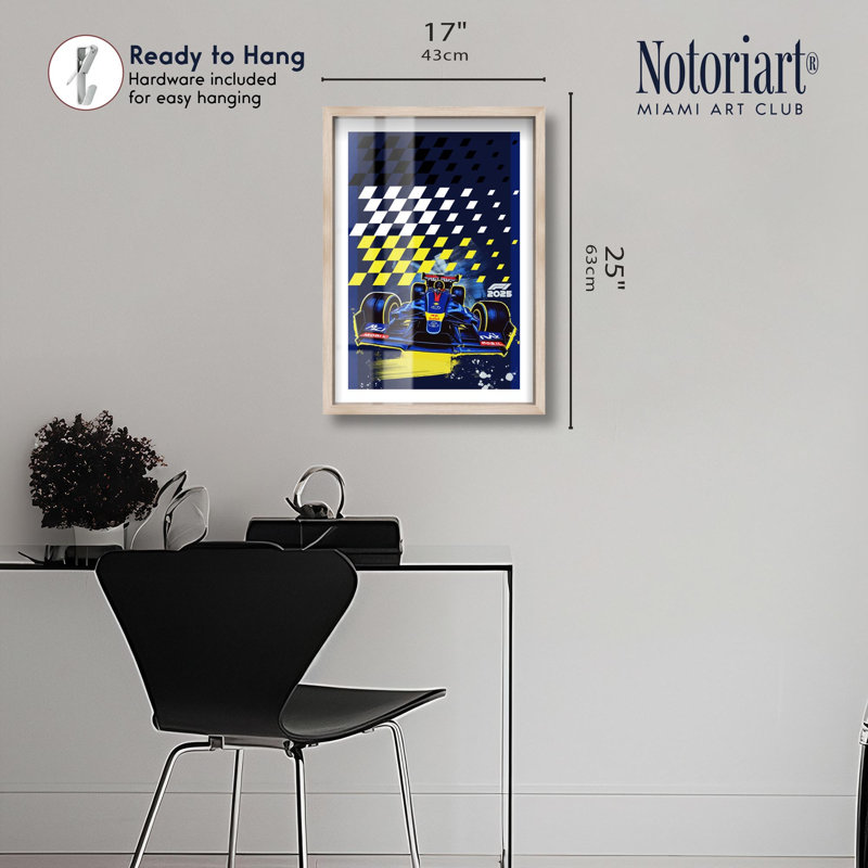 Affiches de Formule 1 «Blue Victory Shadowbox» par Notoriart, cadre blond, 17 x 25, H 25 po x l 17 po, Cadre blond