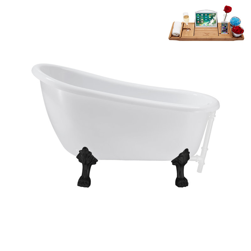 53.1'' x 25.6'' Soaking Acrylic Bathtub, Matte Black, Glossy White