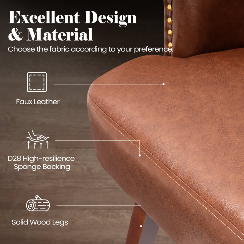 Swivel 26.4'' Faux Leather Counter Stool, Brown