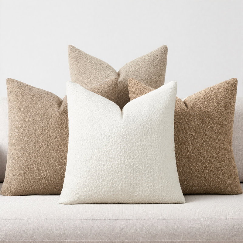 Housses de coussin décoratif texturé Boucle, H 20 po x l 20 po, Naturel