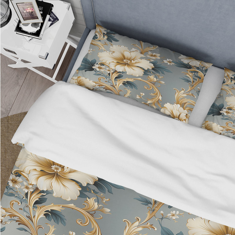 Literie à motif victorien de cadres ornementaux rétro, Housse de couette pour très grand lit et 2 très