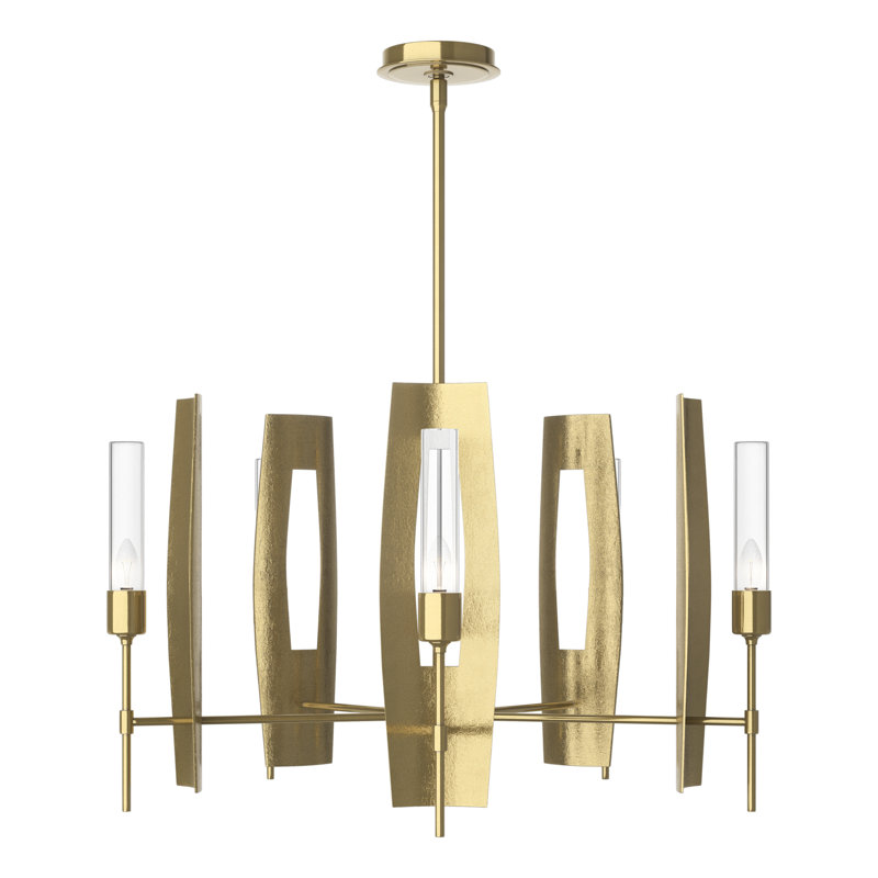 Passage 5 - Light Wagon Wheel Chandelier, Modern Brass, Clear Glass