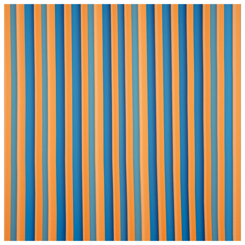 Rideaux de douche orange à rayures bleues très longs, 70in W x 72in H