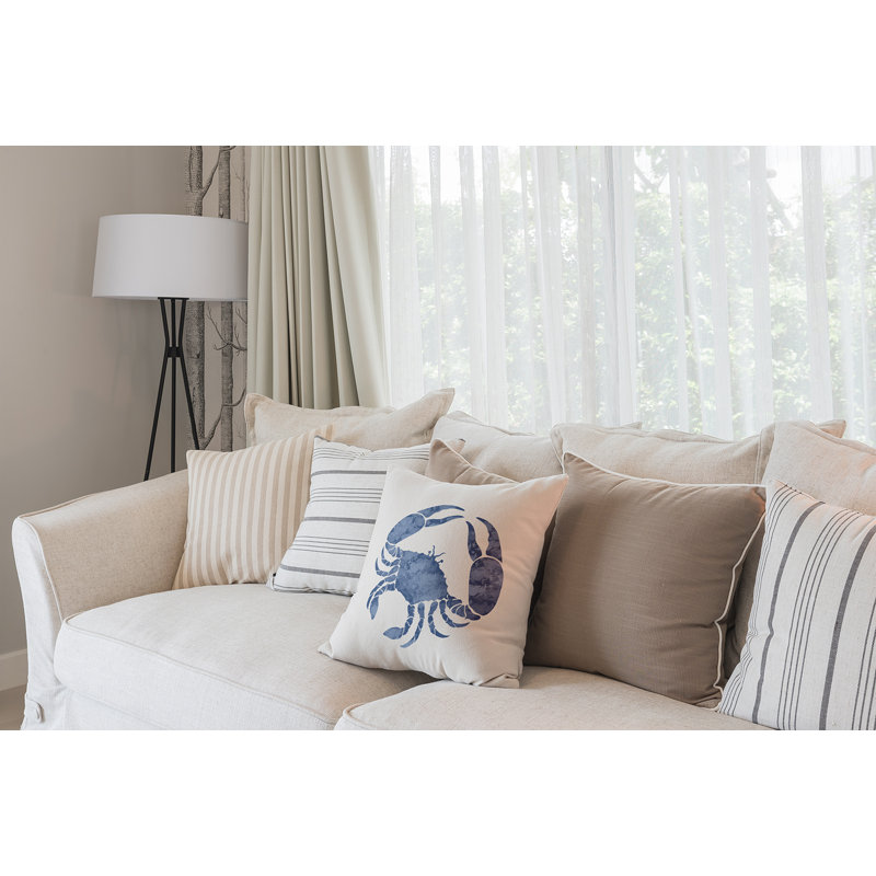 Housse et insert de coussin de plage en crabe, H 16 po x l 16 po, Bleu