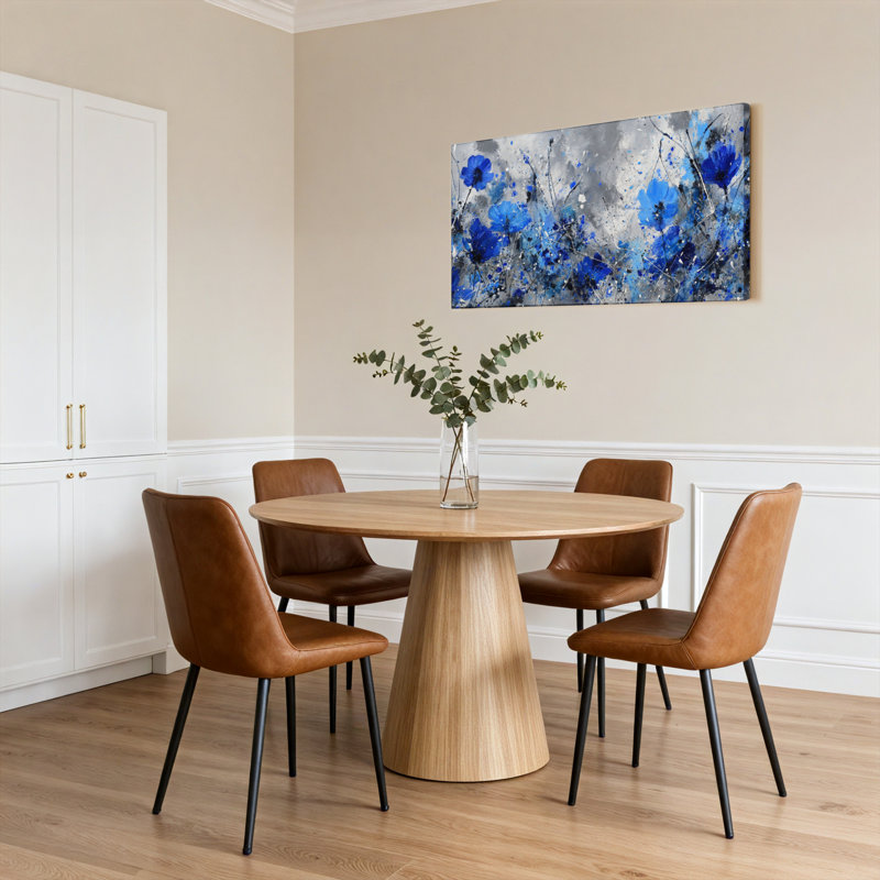 «Blue Floral», ensemble de 1 reproduction d'art sur toile tendue, H 12 po x l 36 po