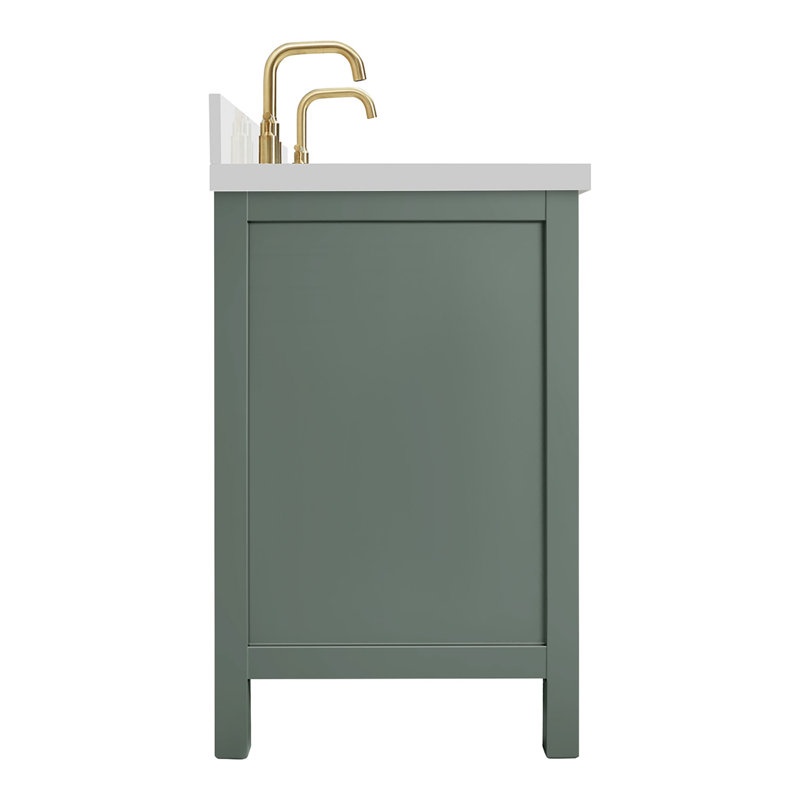 Amariani 73" Double Bathroom Vanity Set, Satin Brass, Vintage Green