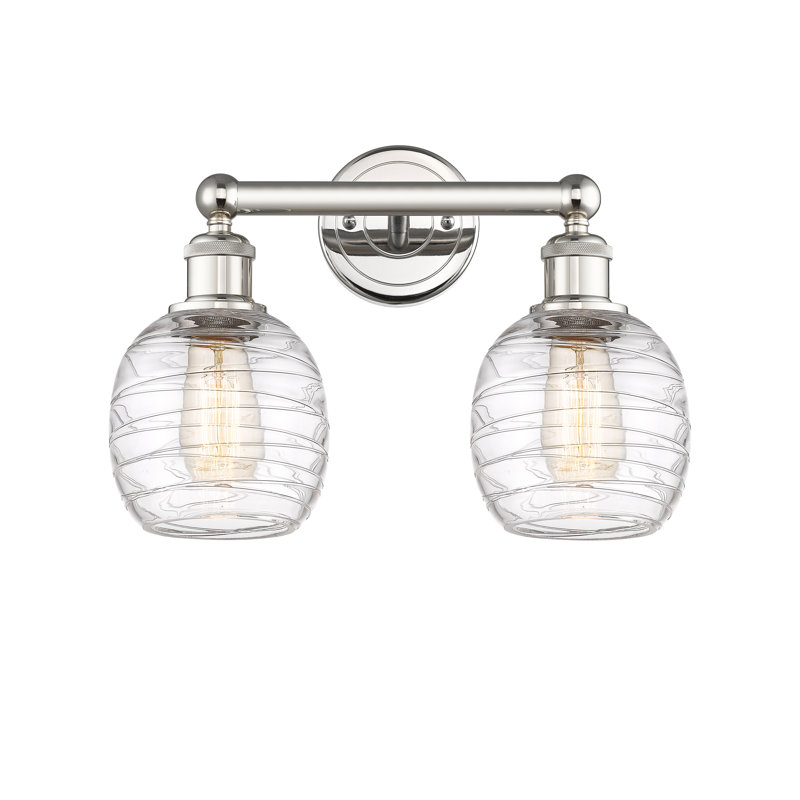 Éclairage pour meuble-lavabo à 2 lumières 15 pouces Carlucci, Déco tourbillon, Nickel poli