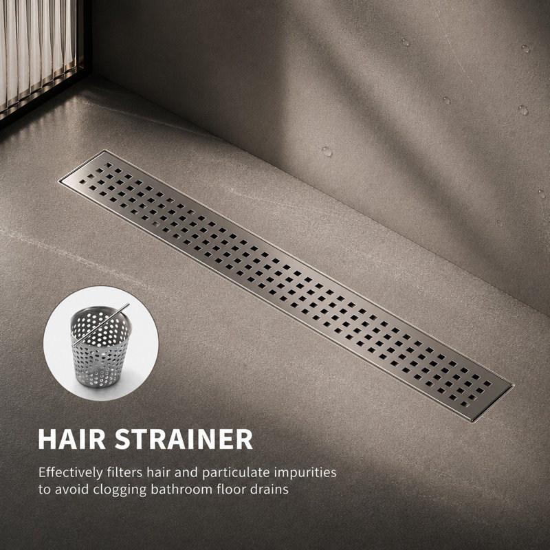 FirmBase 24" Brushed Nickel linear grid drain, Brushed Nickel