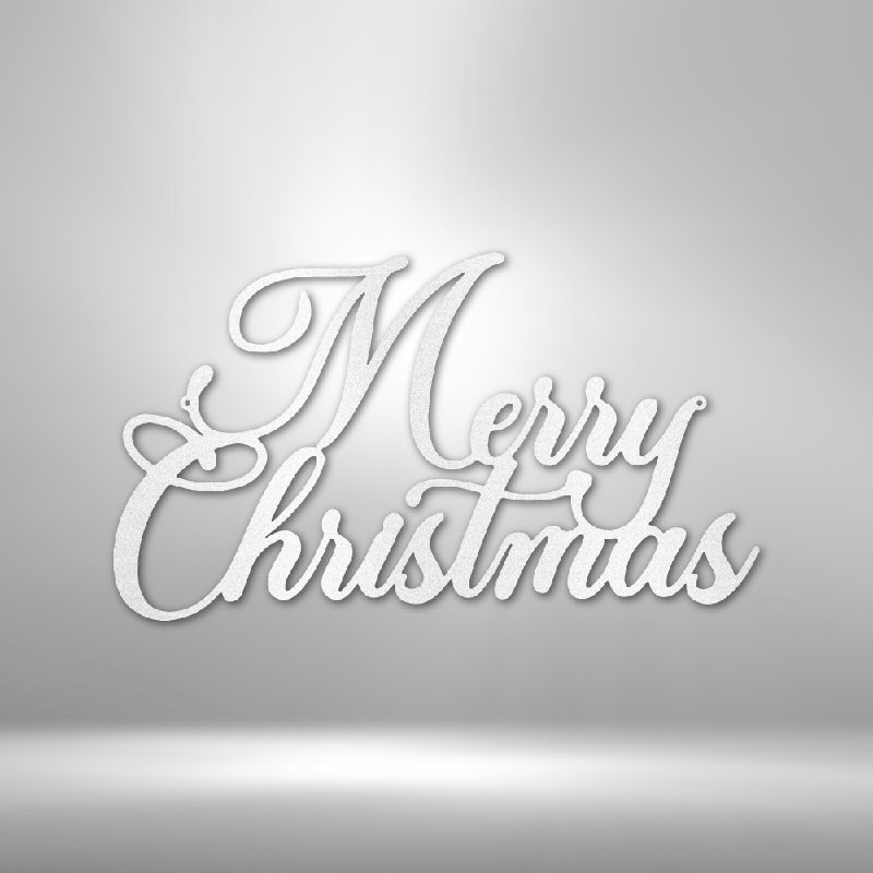 Merry Christmas Script Plaque en acier découpée au laser thermolaquée pour la maison et le bureau Décoration murale en métal Plusieurs tailles et couleurs