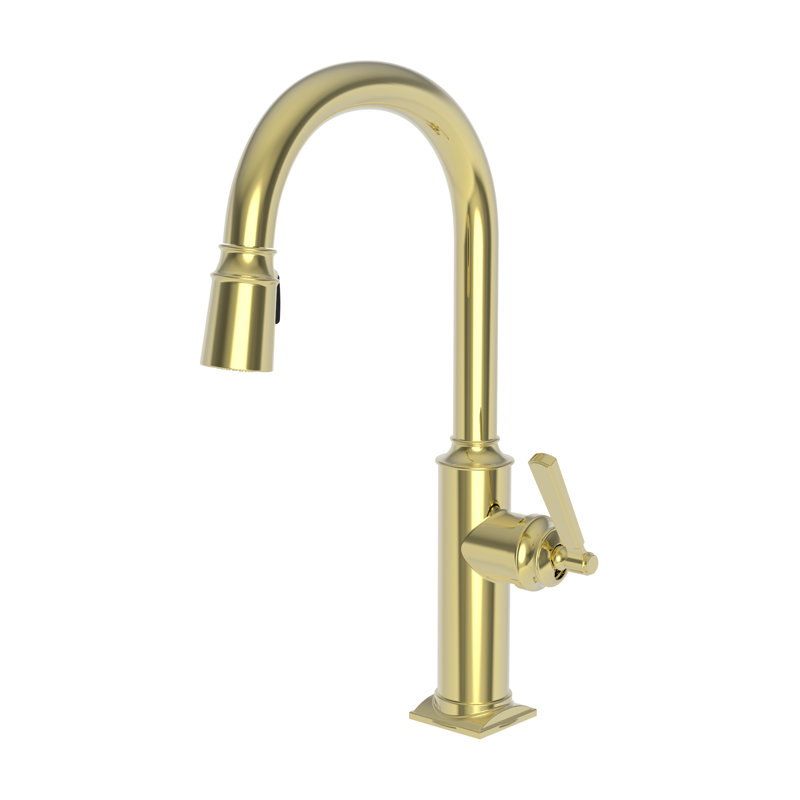 Adams Single Handle Pull Down Kitchen Faucet, Forever Brass