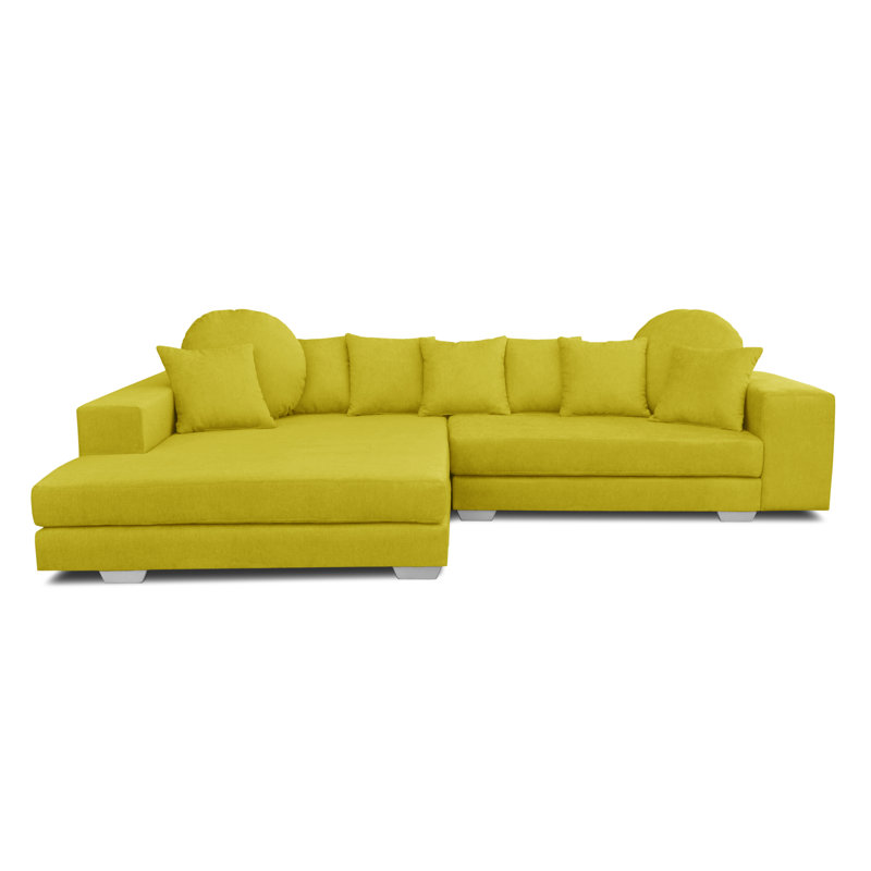 Karla 3 Seater Sofa & Chaise, Left, Yellow/Green